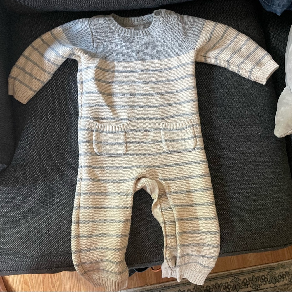 GAP Blue and Cream Striped Kids Footie